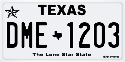 TX license plate DME1203