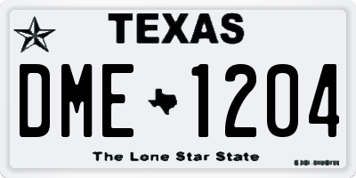 TX license plate DME1204