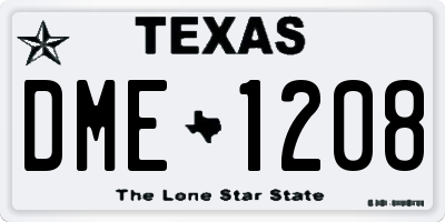 TX license plate DME1208