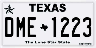 TX license plate DME1223