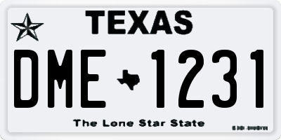 TX license plate DME1231