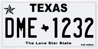 TX license plate DME1232