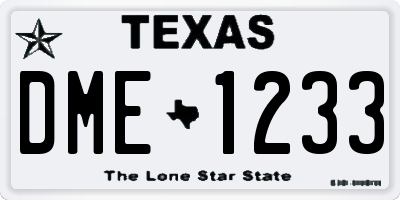 TX license plate DME1233