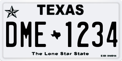 TX license plate DME1234