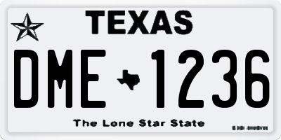 TX license plate DME1236