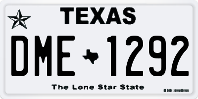 TX license plate DME1292