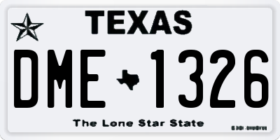 TX license plate DME1326