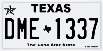 TX license plate DME1337