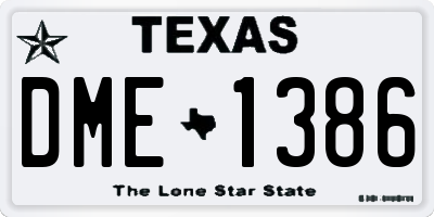 TX license plate DME1386