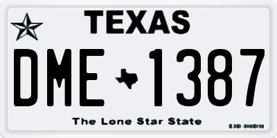 TX license plate DME1387