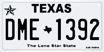 TX license plate DME1392