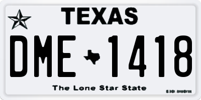 TX license plate DME1418