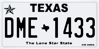 TX license plate DME1433