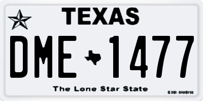 TX license plate DME1477