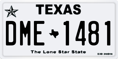 TX license plate DME1481