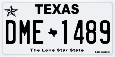 TX license plate DME1489