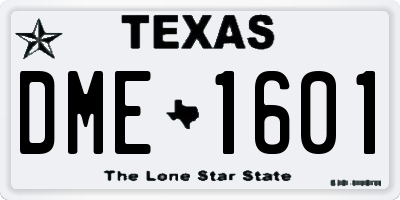 TX license plate DME1601