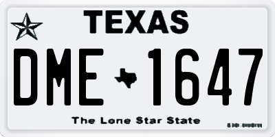 TX license plate DME1647