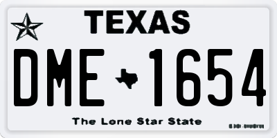TX license plate DME1654