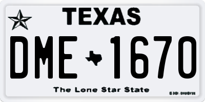 TX license plate DME1670
