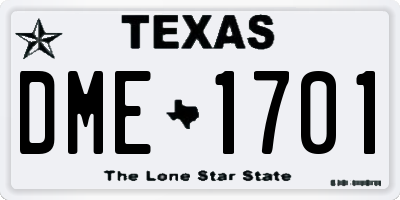 TX license plate DME1701