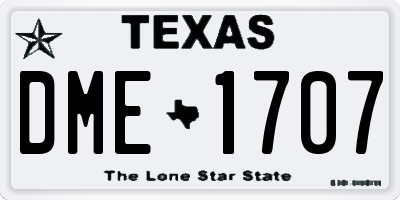 TX license plate DME1707