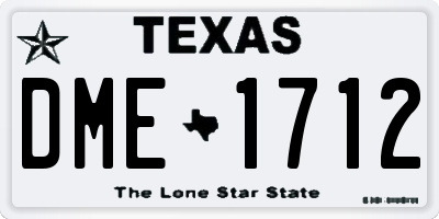 TX license plate DME1712