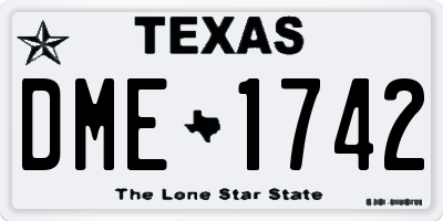 TX license plate DME1742