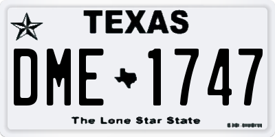 TX license plate DME1747