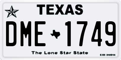 TX license plate DME1749