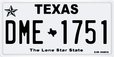 TX license plate DME1751