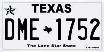 TX license plate DME1752