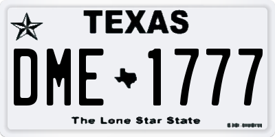 TX license plate DME1777