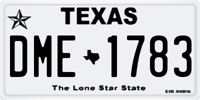 TX license plate DME1783