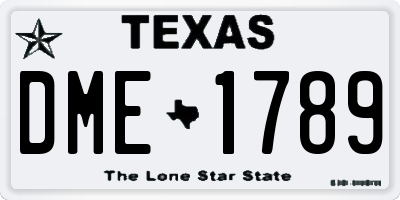 TX license plate DME1789