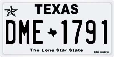 TX license plate DME1791