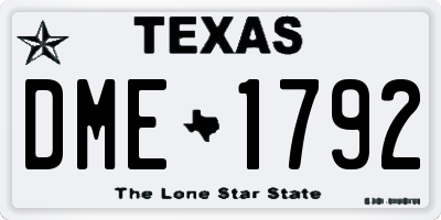TX license plate DME1792