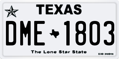TX license plate DME1803