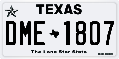 TX license plate DME1807