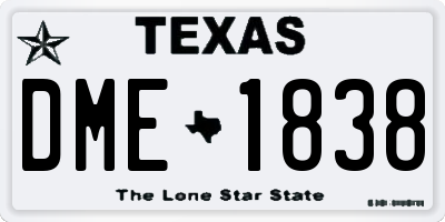 TX license plate DME1838