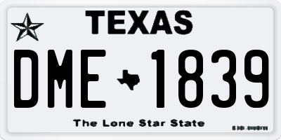 TX license plate DME1839