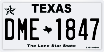 TX license plate DME1847