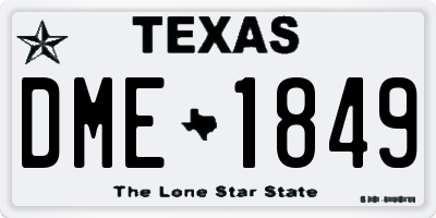 TX license plate DME1849