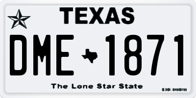 TX license plate DME1871