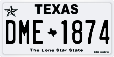 TX license plate DME1874
