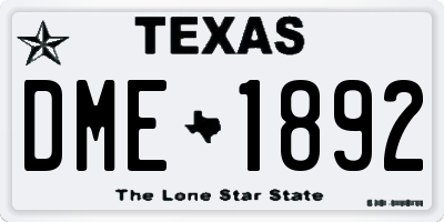 TX license plate DME1892