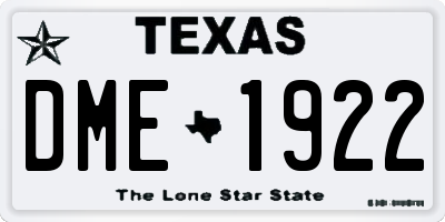 TX license plate DME1922