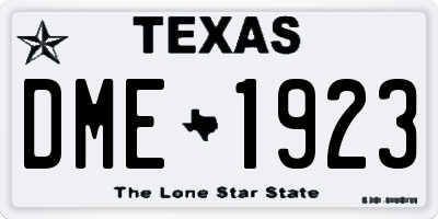 TX license plate DME1923