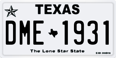 TX license plate DME1931