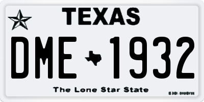 TX license plate DME1932